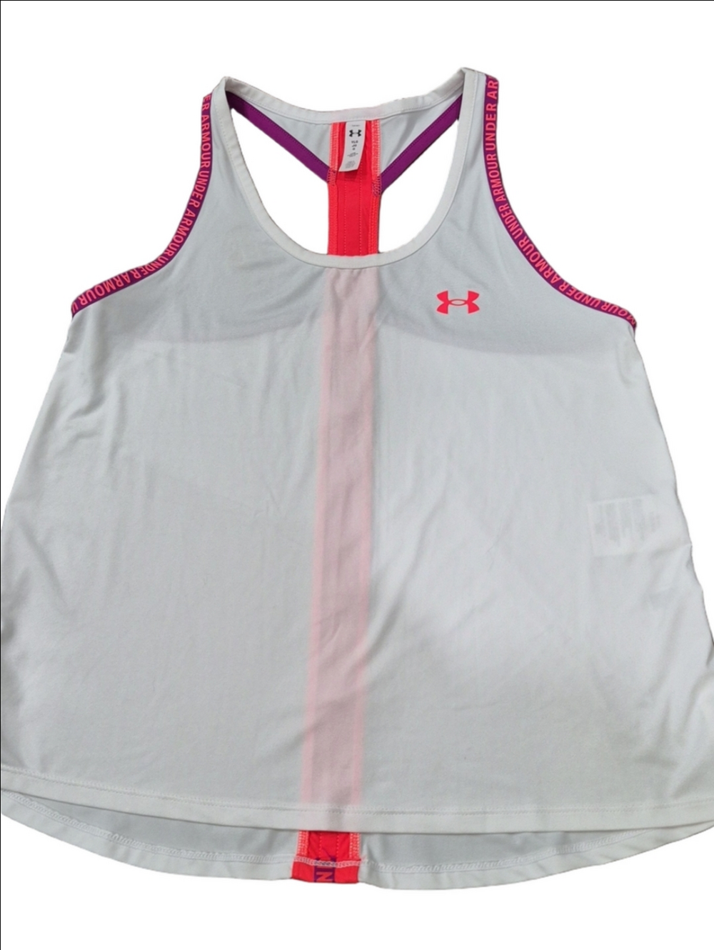 Under Armour Girls Knockout Tank Top White/Orange Size YLG